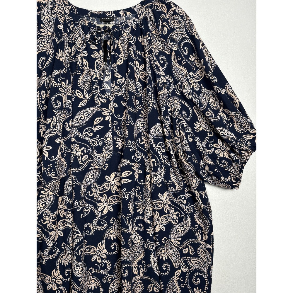 Torrid Challis Blouse Womens 4 4X Plus Paisley V Neck Balloon Sleeve NWT